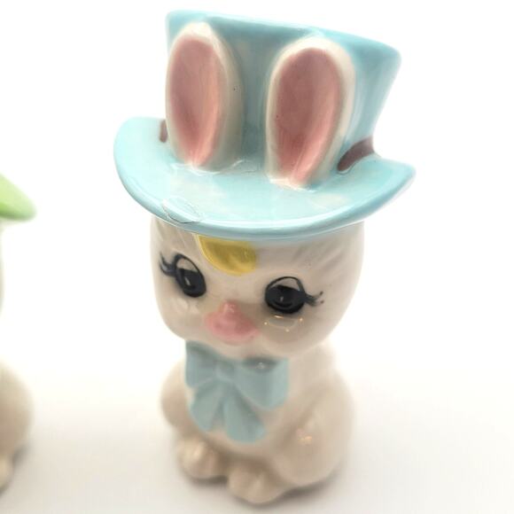 Set of two Bunny Figurines Home Decor Spring Easter 2.5" - Picture 3 of 8